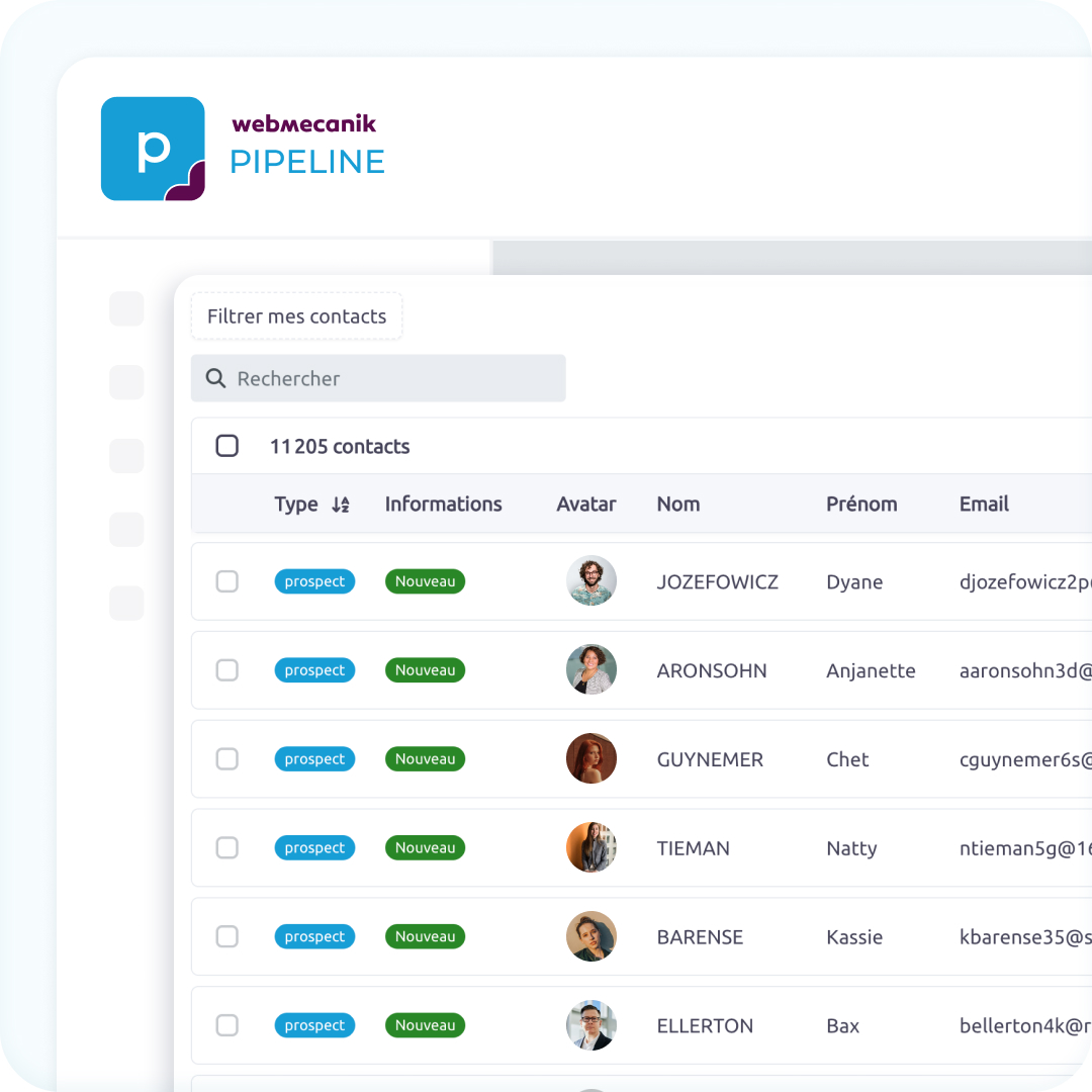 Suivi des contacts et opportunités