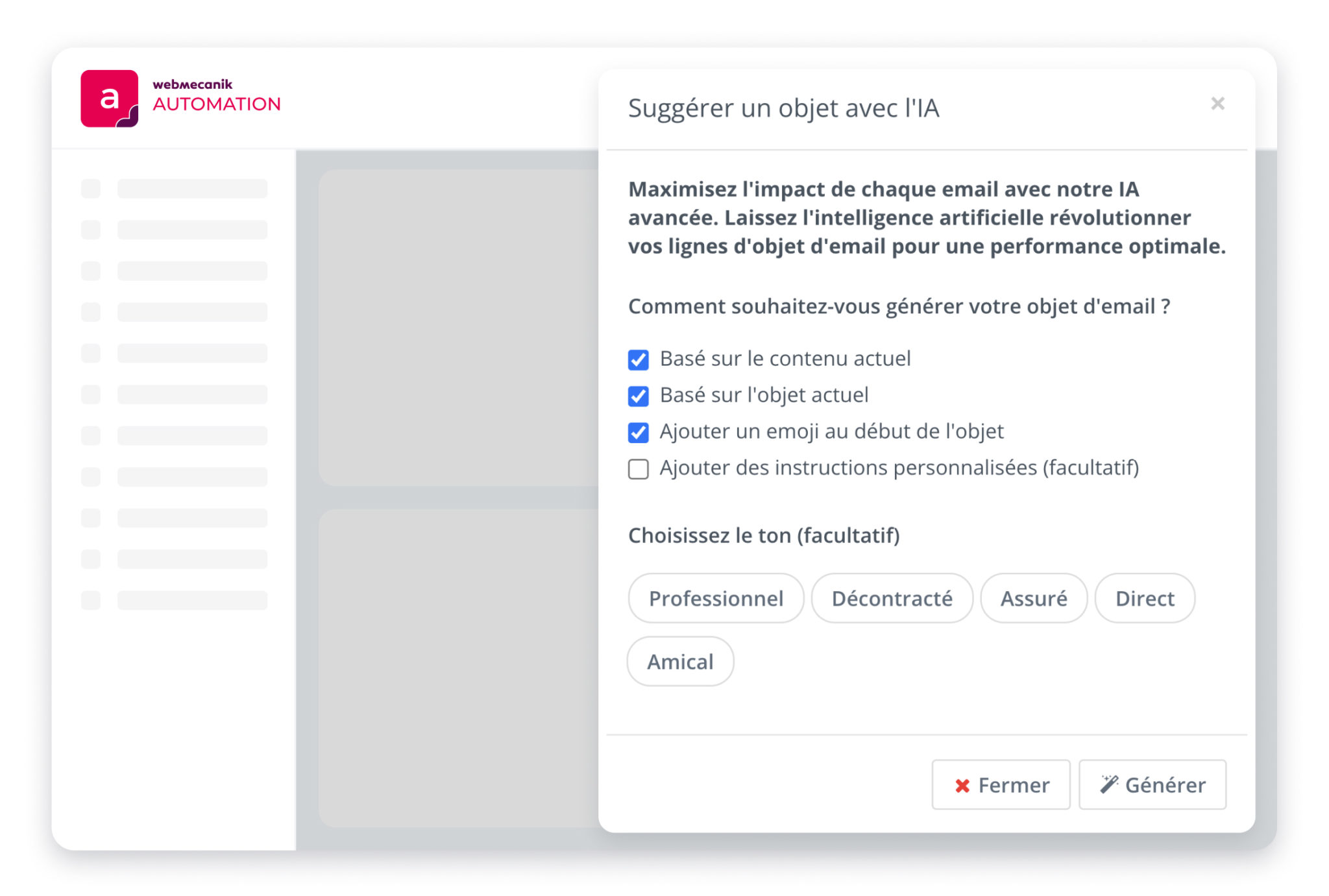 IA Marketing objets emails