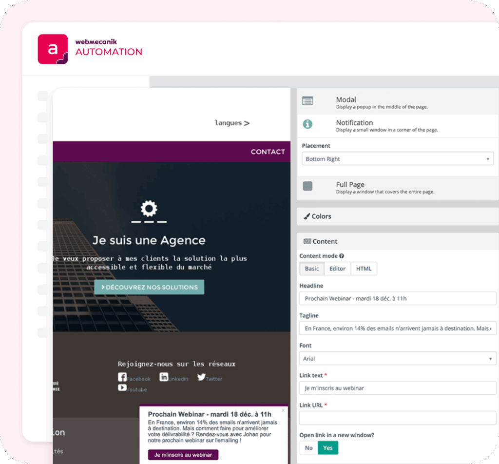 Notifications web et mobile