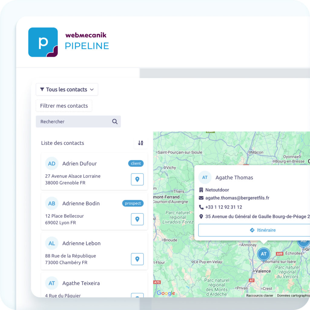 Géolocalisation des contacts - Pipeline by webmecanik