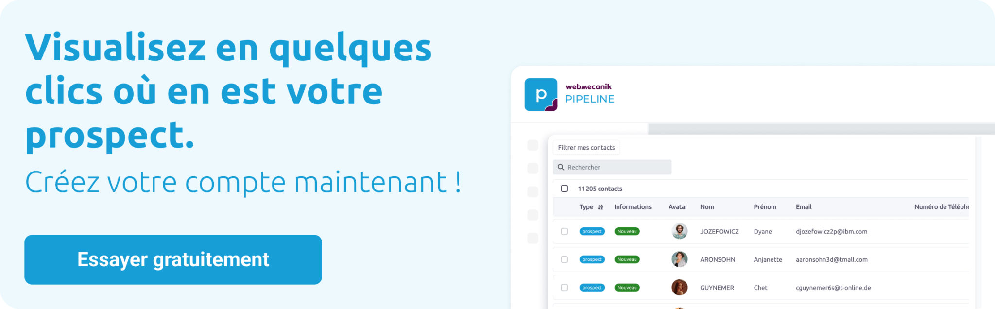 CTA "Essayer gratuitement Webmecanik Pipeline"