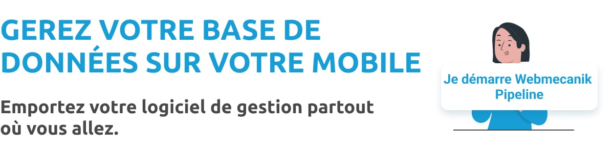 Bouton CRM mobile qui renvoi vers page Webmecanik Pipeline